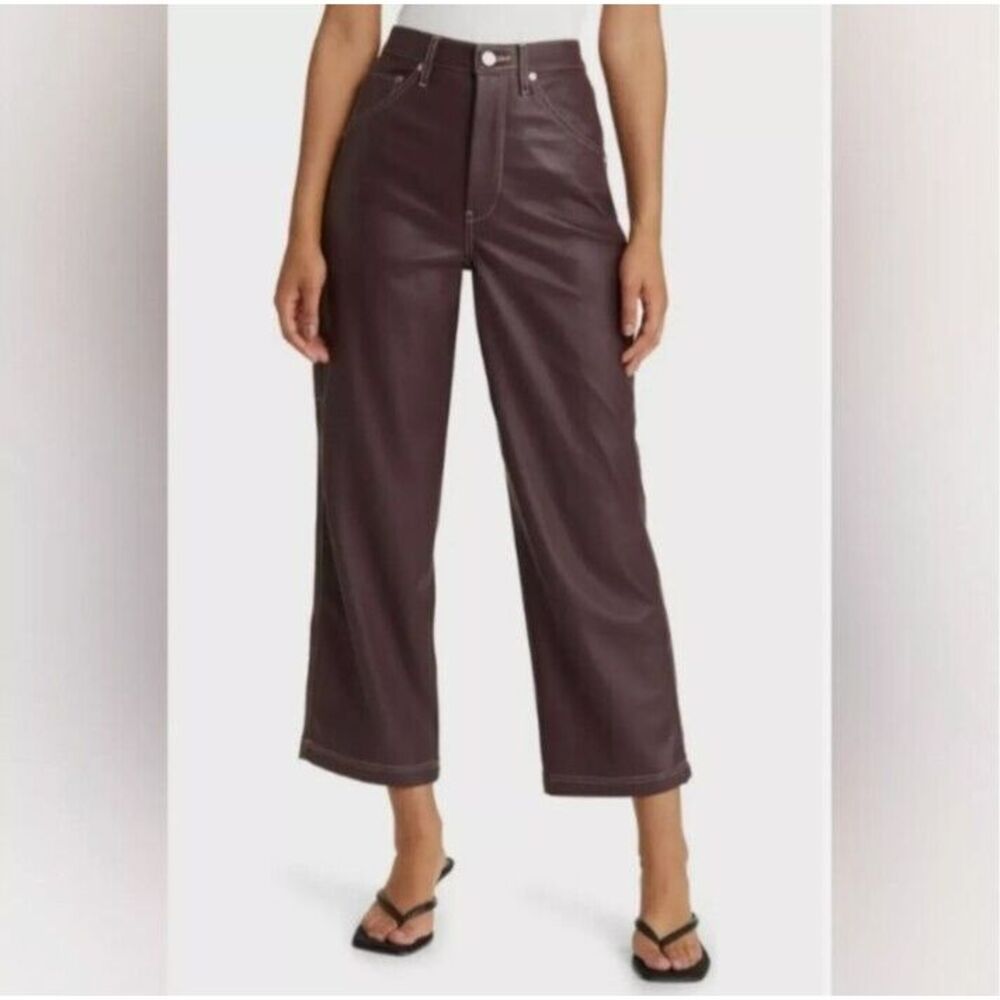 Blank NYC Pants Womens 24 Red Wine The Baxter Ribcage Straight Leg Carpenter